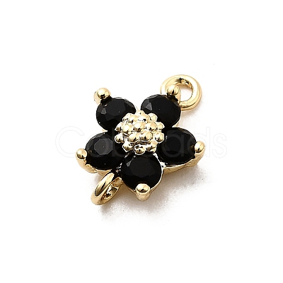 Brass Pave Cubic Zirconia Flower Links Connector Charms KK-H089-34G-03-1