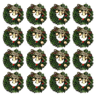 Plastic Mini Christmas Wreath DJEW-WH0042-96-1