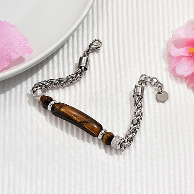 Natural Tiger Eye Beads Link Bracelets LS-YW5979-2-1