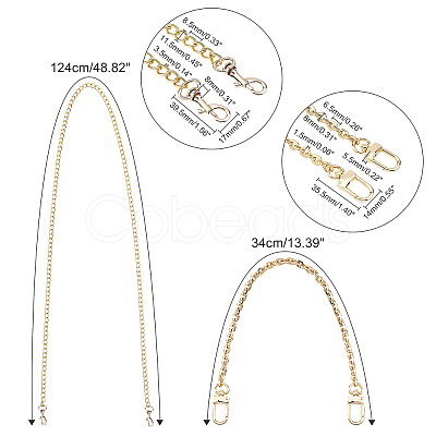 4Pcs 4 Style Iron Cable & Curb Chain Bag Handles FIND-WR0002-08-1