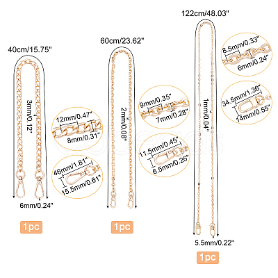 3Pcs 3 Style Bag Strap Chains FIND-PH0002-84-1