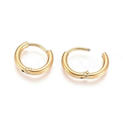 Ion Plating(IP) 304 Stainless Steel Huggie Hoop Earrings LS-EJEW-F111A-13mm-G-1