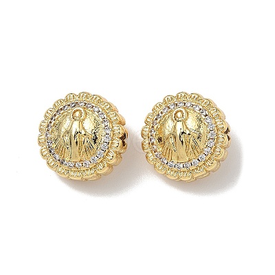 Brass Micro Pave Cubic Zirconia Beads KK-Q068-44G-1