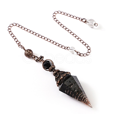Natural Obsidian & Resin Hexagonal Pointed Dowsing Pendulums PW-WG7D05E-19-1