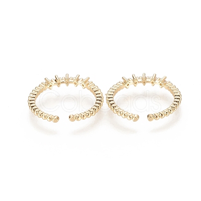 Brass Micro Pave Clear Cubic Zirconia Cuff Rings X-RJEW-F101-03G-1