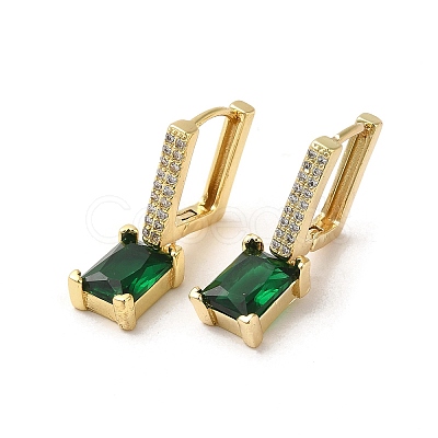 Rectangle Real 18K Gold Plated Brass Dangle Hoop Earrings EJEW-L268-027G-01-1