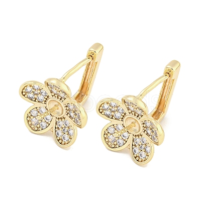 Brass Micro Pave Cubic Zirconia Hoop Earring Findings KK-S386-04G-1