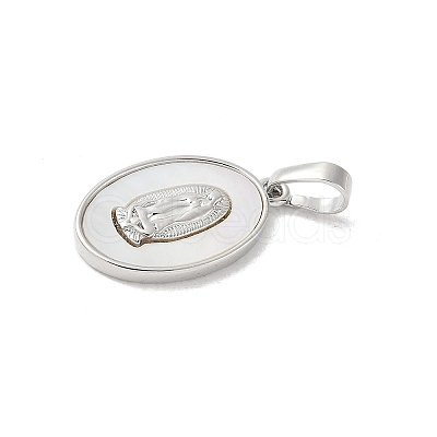 Brass Pave Natural White Shell Pendants KK-S522-07C-P-1