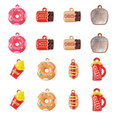 16Pcs 8 Styles Baking Paint Alloy Pendants FIND-TA0009-64-1