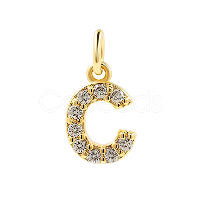 Brass Cubic Zirconia Pendants with Jump Rings FIND-PW0024-09C-1
