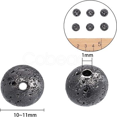 Electroplated Natural Lava Rock Beads G-NB0001-91C-1