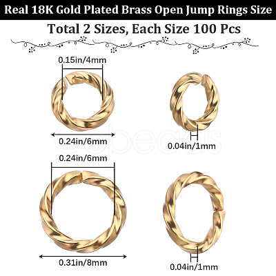 CREATCABIN 200Pcs 2 Styles Brass Open Jump Rings for Chainmaille Weaves KK-CN0002-52-1