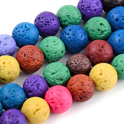 Synthetic Lava Rock Beads Strands G-S247-6mm-01-1-1