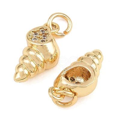 Brass Micro Pave Clear Cubic Zirconia Charms KK-Q085-02C-G-1