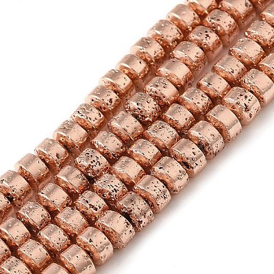 Electroplated Natural Lava Rock Beads Strands G-L606-C02-01E-1