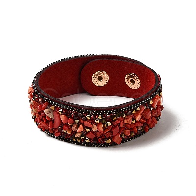Faux Suede Snap Cord Bracelet LS-BJEW-F428-13-1