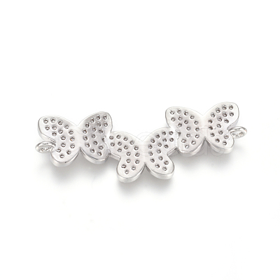 Brass Micro Pave Clear Cubic Zirconia Links Connectors ZIRC-L085-56P-1