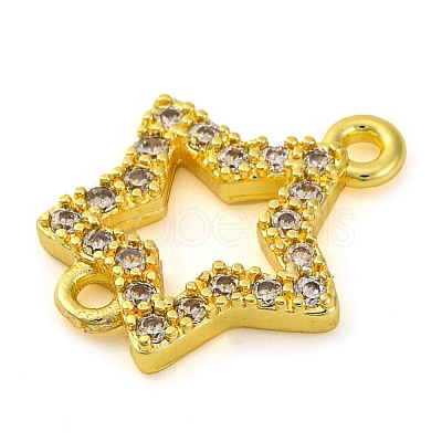 Brass Micro Pave Clear Cubic Zirconia Star Links Connector Charms KK-A230-03B-G-1