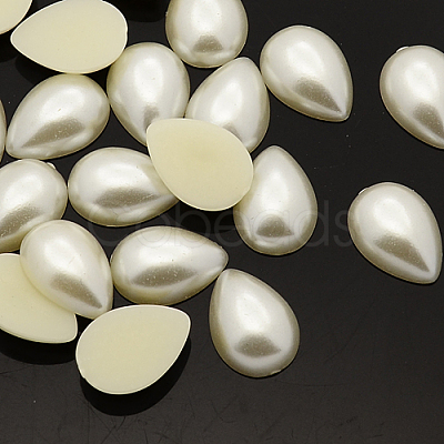 ABS Plastic Imitation Pearl Cabochons MACR-F032-8x13mm-22-1