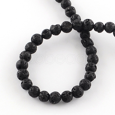 Natural Dyed Lava Rock Gemstone Round Bead Strands G-R293-03-1