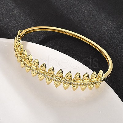 Brass Micro Pave Clear Cubic Zirconia Hinged Bangles for Women BJEW-S168-02G-1
