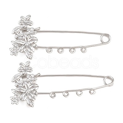 Flower 304 Stainless Steel Safety Pins Brooch Findings SA-CBA098D-14A-P04-1