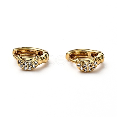 Brass Micro Pave Clear Cubic Zirconia Huggie Hoop Earrings EJEW-H121-14G-1