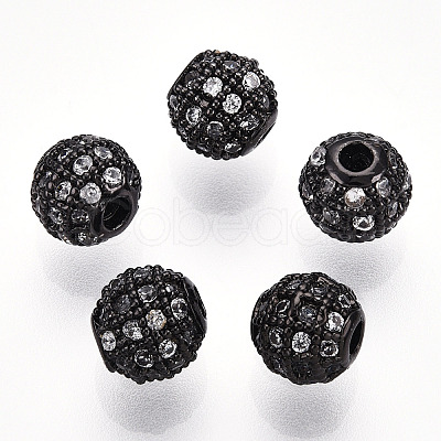 Rack Plating Brass Cubic Zirconia Beads ZIRC-S001-6mm-A01-1