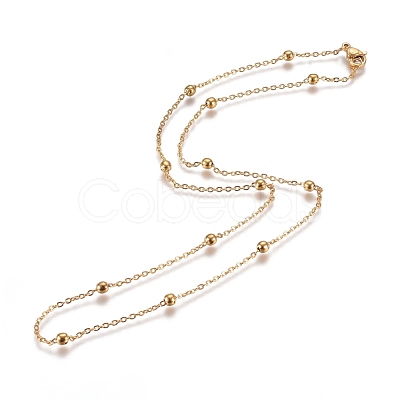 PVD Vacuum Plating 304 Stainless Steel Cable Chain Necklaces NJEW-L159-08C-G-1
