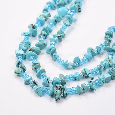 Synthetic Turquoise and Glass Seed Beads Tiered Necklaces X-NJEW-K100-05E-1