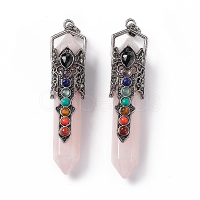 Natural Rose Quartz Big Pointed Pendants G-H281-02H-1