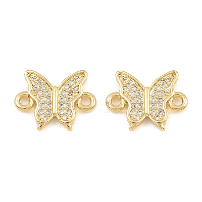 Brass Micro Pave Clear Cubic Zirconia Connector Charms CU-CBA908F-04G-03-1