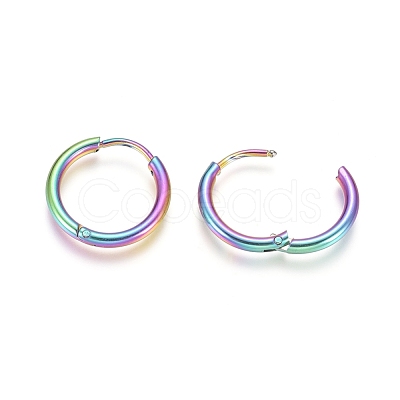 Ion Plating(IP) 304 Stainless Steel Huggie Hoop Earrings EJEW-F111A-17mm-Y-1