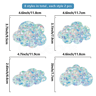 16 Sheets 8 Styles Waterproof PVC Colored Laser Stained Window Film Adhesive Static Stickers DIY-WH0314-068-1