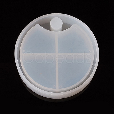 DIY 4 Compartments Round Layered Rotating Storage Box LS-AJEW-WH0022-13-1