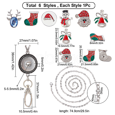 DIY Interchangeable Christmas Office Lanyard ID Badge Holder Necklace Making Kit DIY-SC0022-02-1