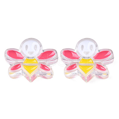 Transparent Acrylic Enamel Beads TACR-N012-007D-1