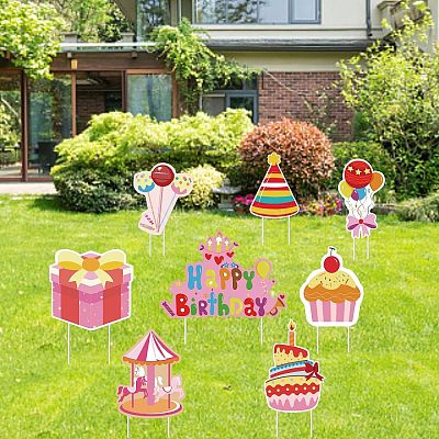 Plastic Yard Signs Display Decorations DIY-WH0248-026-1