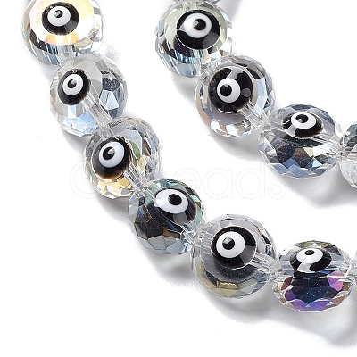 Transparent Evil Eye Glass Beads Strands LAMP-K037-06F-1