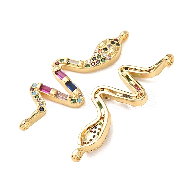 Brass Pave Colorful Cubic Zirconia Connector Charms CU-CBA4579-09G-A-1
