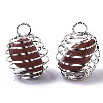 Iron Wrap-around Spiral Bead Cage Pendants IFIN-R239-11P-1