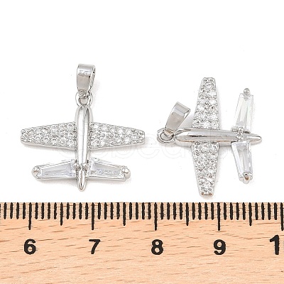 Brass Micro Pave Clear Cubic Zirconia Pendants KK-G549-18D-P-1