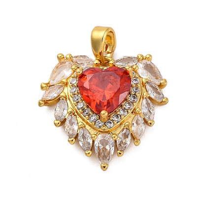 Brass Micro Pave Cubic Zirconia Pendants KK-V009-26G-02-1