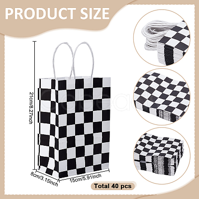 40Pcs Tartan Printed Paper Packing Tote Bags CARB-GO0001-01-1