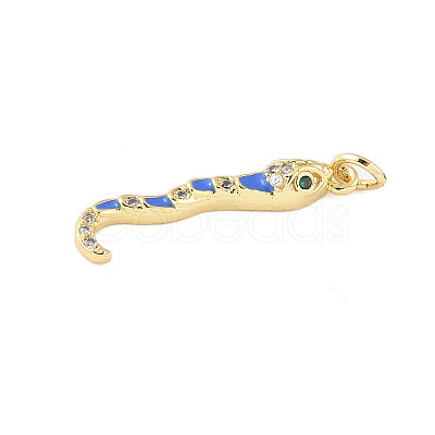 Brass Micro Pave Cubic Zirconia Enamel Pendants KK-D354-06G-C-1