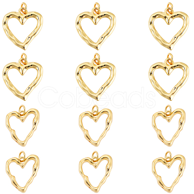 12Pcs 2 Styles Rack Plating Brass Pendants KK-BBC0024-10-1