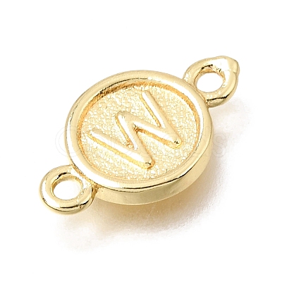 Brass Disc with Initial Links Connector Charms KK-E802-36G-W-1