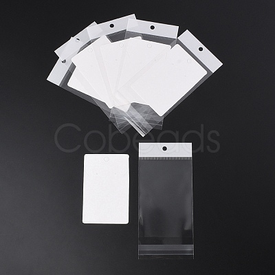 100Pcs Rectangle Paper One Pair Earring Display Cards with Hanging Hole CDIS-YW0001-02B-1