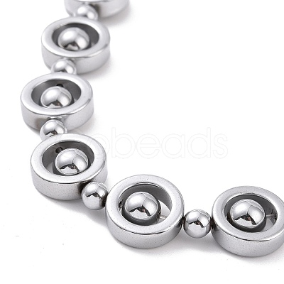 Synthetic Hematite & Brass Column Beaded Necklace with Magnetic Clasps NJEW-G047-01A-1