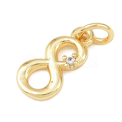 Brass Micro Pave Clear Cubic Zirconia Charms KK-P339-27G-08-1